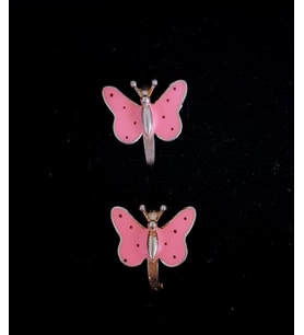pembe mineli kelebek çocuk küpesi