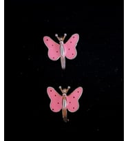 pembe mineli kelebek çocuk küpesi