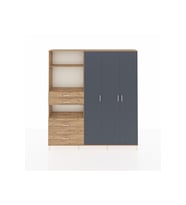 Arges Dolap 12 Raflı 4 Çekmeceli Tek Askılı 220x30x243 Çam-Antrasit/Çam