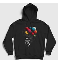 Presmono Unisex Siyah Astronot Balon Astronaut Balloon Kapüşonlu Sweatshirt 420143tt