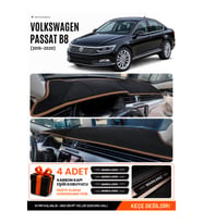 e-biz VOLKSWAGEN PASSAT B8 (2015-2020) Uyumlu Torpido Örtüsü, Torpido Kılıfı - Siyah-Kahverengi - VW017