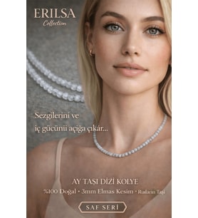 Sertifikalı Ay Taşı Dizi Kolye - 3mm Elmas Kesim Minimal Seri Doğal Taş Kolye Kadın (Çok Renkli)