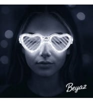 Beyaz Led Işıklı Kalp Gözlük – 3 Modlu Parti Glow Gözlüğü