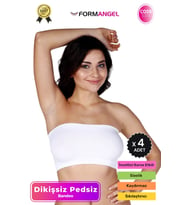 #Bandeo Seamless Toparlayıcı Kadın Basic Örme Dikişsiz Pedsiz Bandeo Büstiyer - 4 Adet (Beyaz)