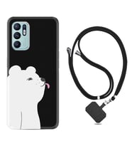 Oppo Reno 6 Kılıf Silikon Boyun Askılı İpli Desenli Silikon Panda Sevimli 1738