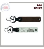 Antrenör ve Öğrenciye Uygun Ortak Sürpriz, Yazılabilir Deri Anahtarlık Takımı, Koyu Kahve-Beyaz