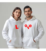 Sevgililer Günü Özel Kombin, 2 Ürün Kapüşonlu Hoodie Sweatshirt (Beyaz)