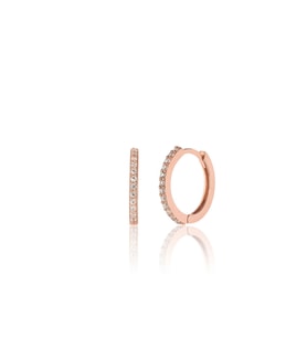 925 ayar Gümüş Yarım Tur Zirkon Taşlı 15 mm Halka küpe-Rose (STD)