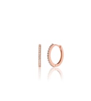 925 ayar Gümüş Yarım Tur Zirkon Taşlı 15 mm Halka küpe-Rose (STD)