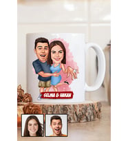 Sevgiliye Hediye Evlenme Teklifi Temalı Karikatürlü Beyaz Kupa Bardak
