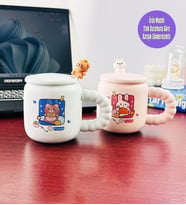 Sevimli Tavşan Ve Ayı Tasarımlı Seramik Kupa