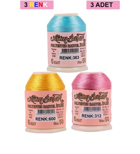 3 Adet Altınbaşak Oya ve Dantel İpi 20 gr - Royaleks - No: 600 - 312 - 363