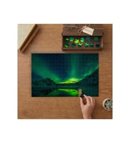 Kuzey Işılları - Karlı Dağlar - Manzara Tasarımı 240 parça Ahşap Puzzle Ahşap Kutuda MP03078