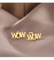 Kişiye Özel 925 Ayar Gümüş Wow Küpe (Gold)