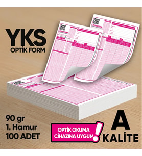 YKS-MSÜ Deneme Sınavları İçin 100 Adet (90.GR) Optik Form - Optik Okuma Uyumlu