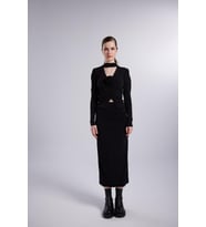 Çift Yırtmaçlı Maxi Serre Etek Bordo (Siyah)