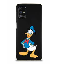 Samsung Galaxy M51 Soft Premier Kapak Donald Duck-C Tasarımlı Silikon Kılıf - Siyah (Şeffaf)