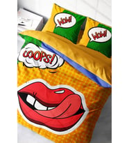 Nevresim Takımı %100 Doğal Pamuk Çift Kişilik 3d Digital Ooops Lips