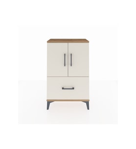 Arges Komodin 2 Raflı Tek Çekmeceli 2 Kapaklı 60x30x96 Çam-Aytaşı