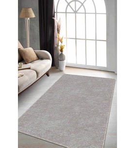 Gri Sade Desensiz Kaymaz Tabanlı Dekoratif Halı RV200 - 100 x 160 cm