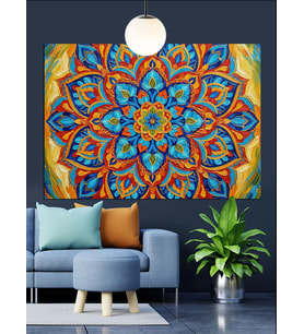 Mandala Geometrik Desenler Renkli Dekoratif Kanvas - Mdf Ahşap Tablo