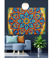 Mandala Geometrik Desenler Renkli Dekoratif Kanvas - Mdf Ahşap Tablo