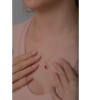 14 Ayar Altın Oval Taşlı Kolye