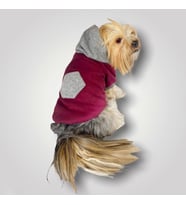 Burgundy Gray Kapşonlu Sweatshirt Köpek Kıyafeti 