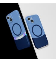 Apple iPhone 14 Uyumlu Kılıf M-Safe Şarj Özellikli Mıknatıslı Zore Duble Kapak (Lacivert)