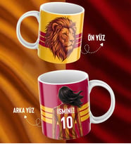 Kişiye Özel İsim Ve Numara Baskılı Sarı Kırmızı Tasarımlı Kupa Bardak - Hediyelik