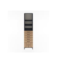 Hyperion Dolap 3 Raflı 5 Çekmeceli 2 Kapaklı 60x44x243 Antrasit-Çam