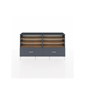 Arges Konsol 6 Raflı 2 Çekmeceli  176x30x99 Antrasit-Çam/Antrasit