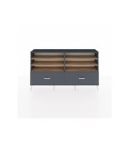 Arges Konsol 6 Raflı 2 Çekmeceli  176x30x99 Antrasit-Çam/Antrasit