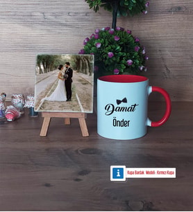 Damat Fotoğraflı Dekoratif Taş, Kupa Bardak Beyaz Hediye (Model 2)