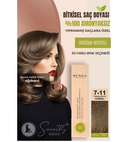 Renna AMONYAKSIZ Bitkisel Yıpranmış Saçlar İçin Saç Boyası 7-11 Yoğun Küllü Kumral 60ml