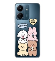 Xiaomi Redmi 13C Uyumlu Sevimli Ayıcıklar Desenli Şeffaf Telefon Kılıfı