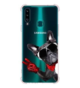 PrintiFy Samsung Galaxy A20S Uyumlu Köpek 2 Baskılı Şeffaf Köşe Korumalı Antişok Kılıf
