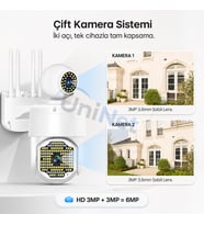 Uninet 3mp+3mp Çift Lensli Ptz Wifi Güvenlik Kamerası – Otomatik Takip, ICAM365, Gece Görüşü ve Çift Yönlü Ses