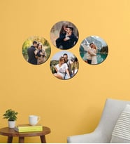 Kişiye Özel 4 Fotoğraflı Yuvarlak Mdf Tablo