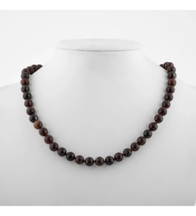 Dragon Jasper 8 mm Düğümlü Doğal Taş Kolye