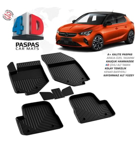 Opel Corsa F 4D Araca Özel Havuzlu Kauçuk Paspas 2019 ve Üzeri