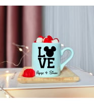 Mickey  Mouse ( Love )  Tasarımlı Kişiye Özel Yeşil Türk Kahvesi Fincanı