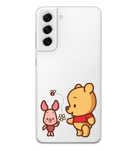 Samsung Galaxy S21 FE Uyumlu Pooh & Piglet Tasarımlı Şeffaf Telefon Kılıfı