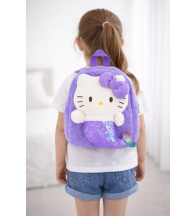 Hello Kitty Peluş Sırt Çantası – Çocuklar İçin Sevimli ve Yumuşak Tasarım (Y. Mor)