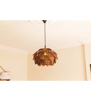 Orman Çınar Model Modern Tasarım Globe Küre Doğal Ahşap Yaprak MDF 3D Lazer Kesim Rustik Salon Avize