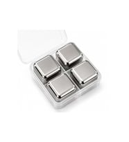 Kişiye Özel Paslanmaz Çelik Viski Taşı 4'Lü Set - 6x6x3cm