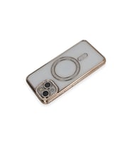 İphone 13 Kılıf Joke Simli Magneticsafe Kılıf - Gold