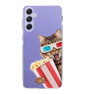PrintiFy Samsung Galaxy A54 ile Uyumlu Kedi 1 Kamera Korumalı Şeffaf Kılıf
