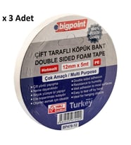 Bigpoint Çift Taraflı Köpük Bant 12mmx5m x 3 Adet