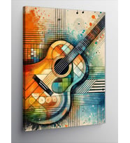 Kanvas Tablo Soyut Gitar ve Renkli Desenler